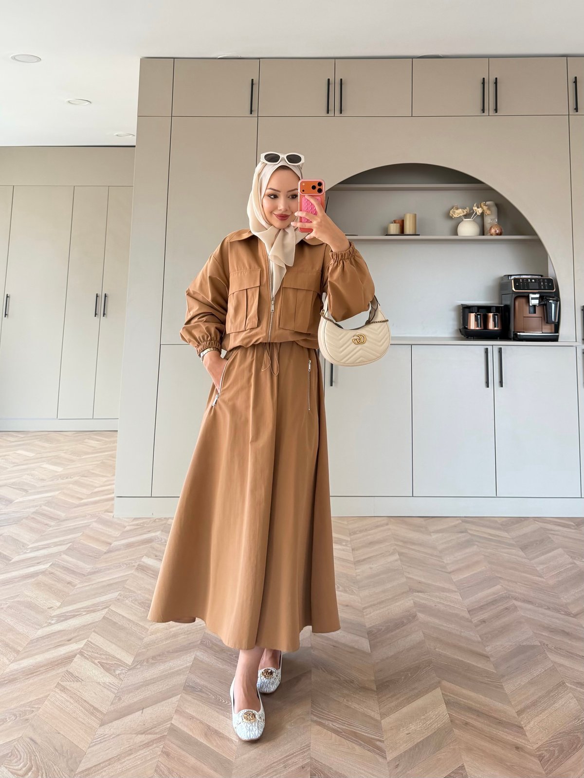 Aley Etekli Ceketli Takım Camel (4577)