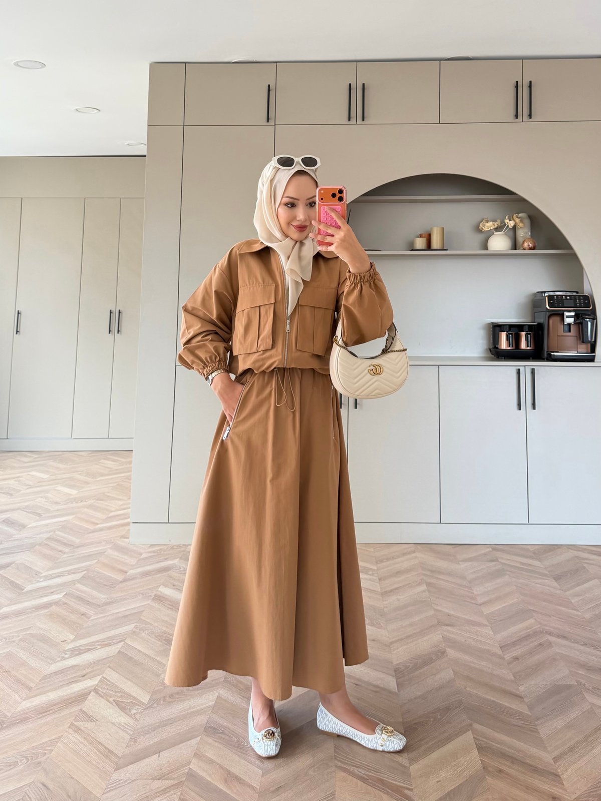 Aley Etekli Ceketli Takım Camel (4577)