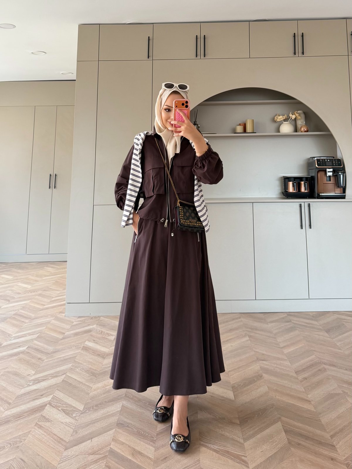 Aley Ceketli Etekli Takım Kahve (4577)