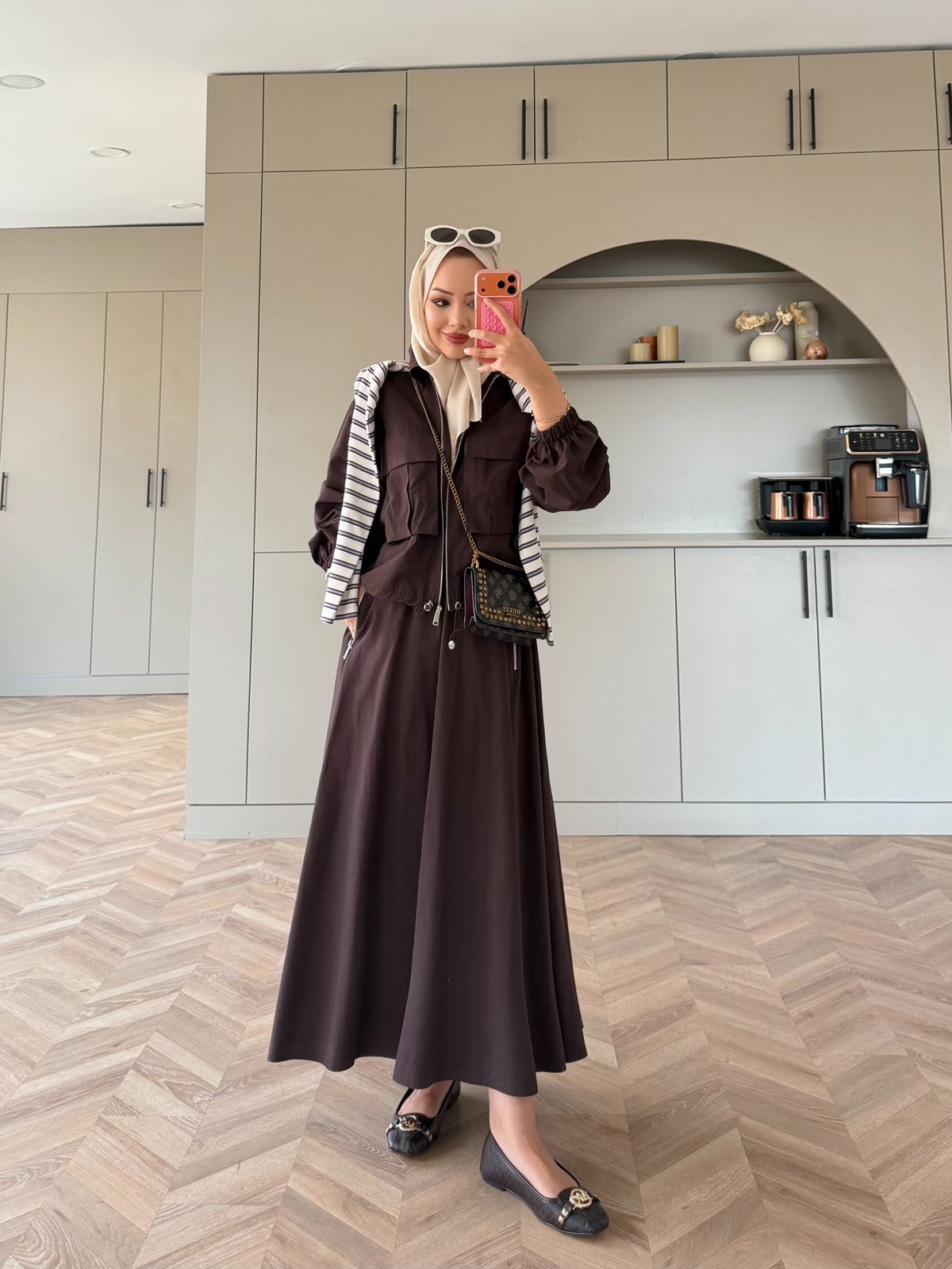 Aley Ceketli Etekli Takım Kahve (4577)