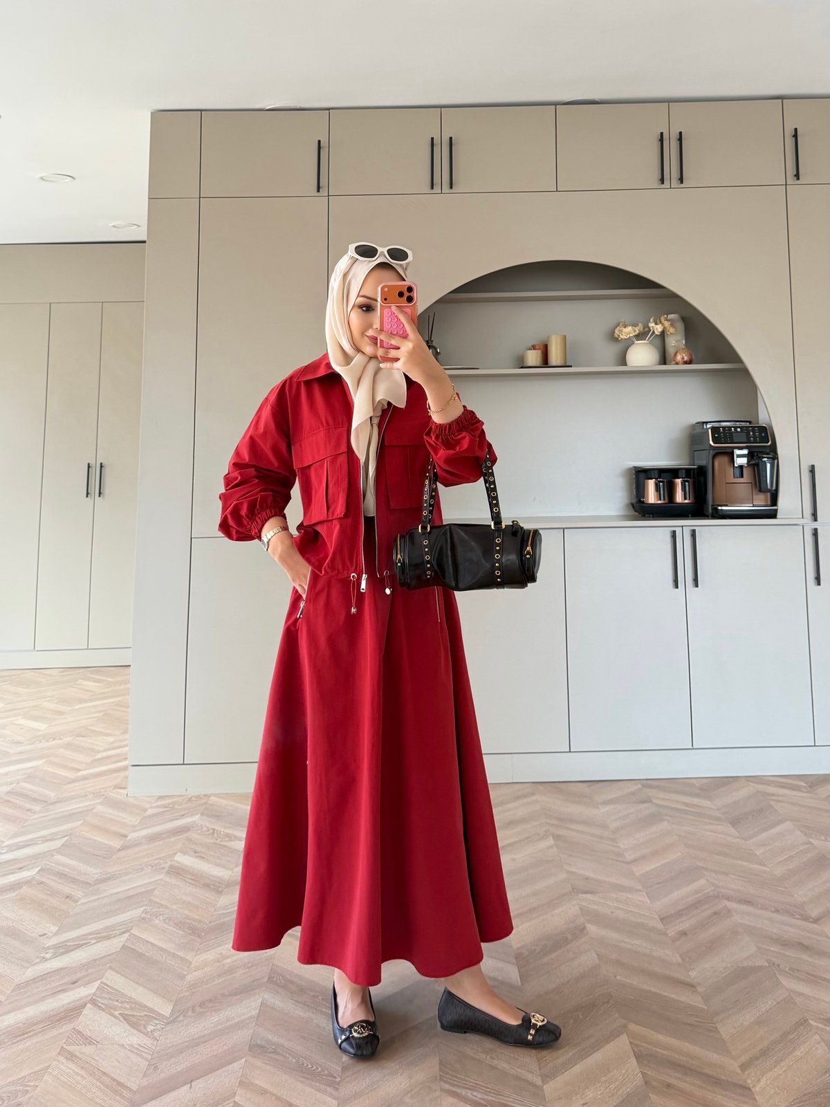 Aley Ceketli Etekli Takım Kırmızı (4577)