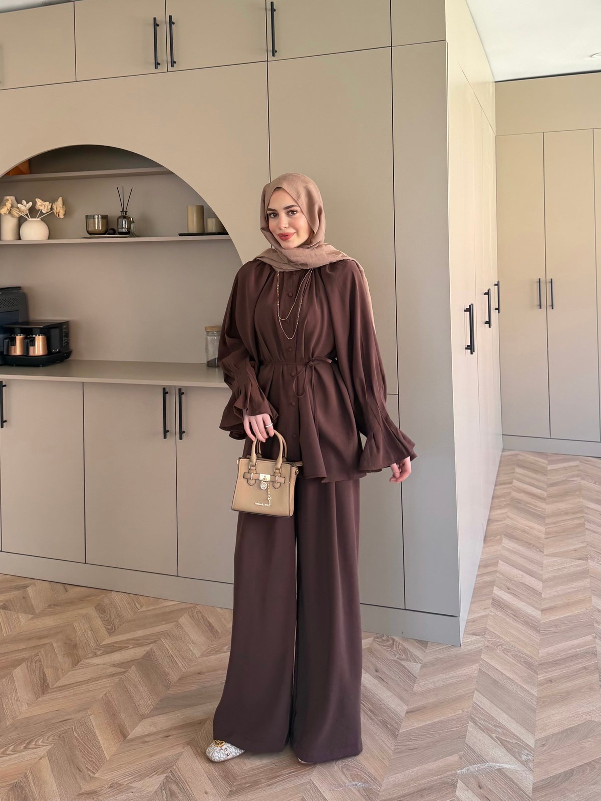 Allow Düğmeli Pantolonlu Takım Kahve (3079)