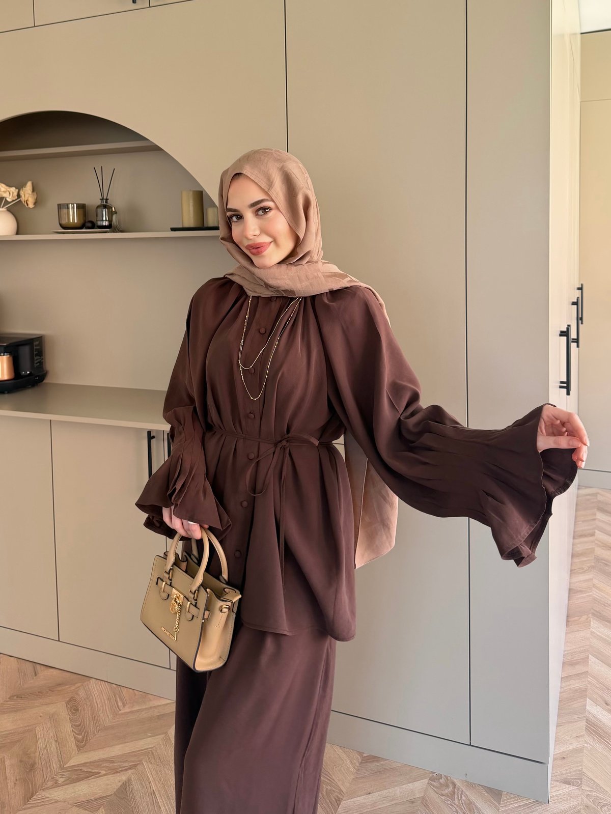 Allow Düğmeli Pantolonlu Takım Kahve (3079)
