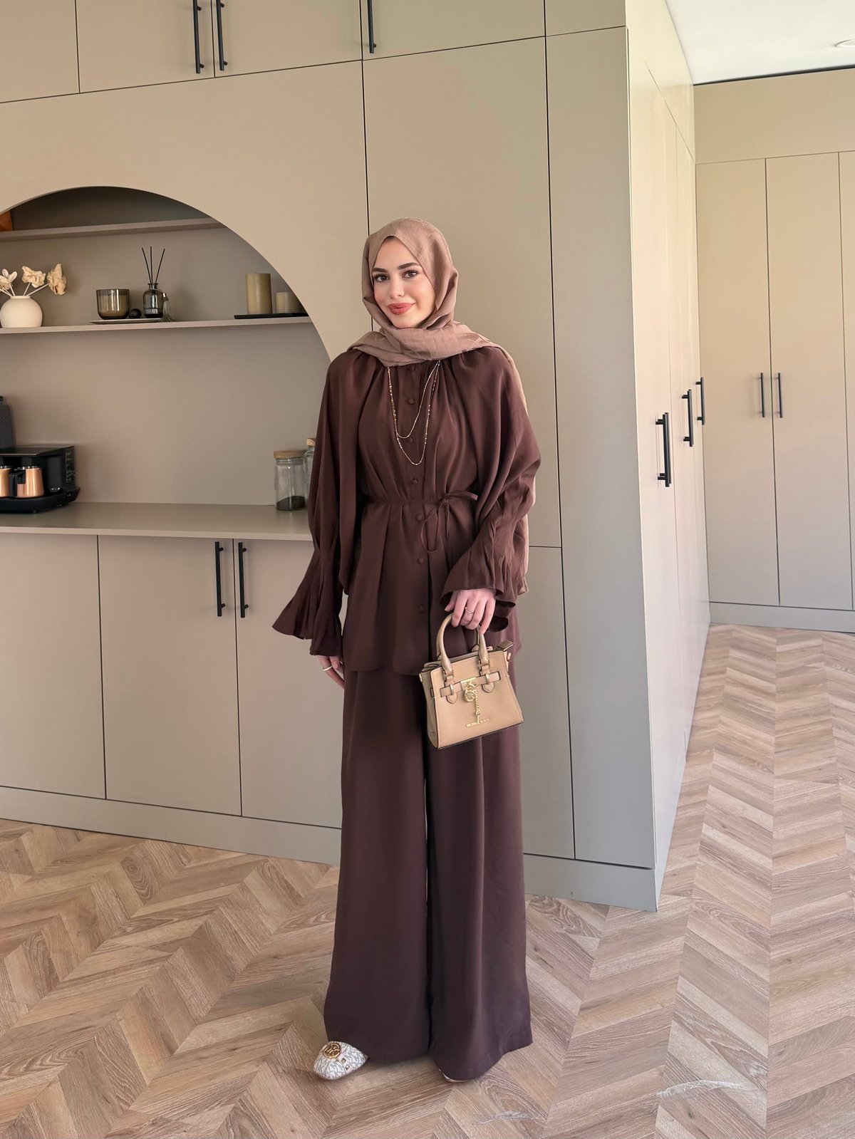 Allow Düğmeli Pantolonlu Takım Kahve (3079)
