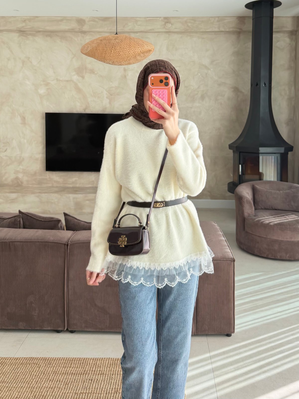 Alya Dantel Detaylı Angora Kazak Ekru (2915)