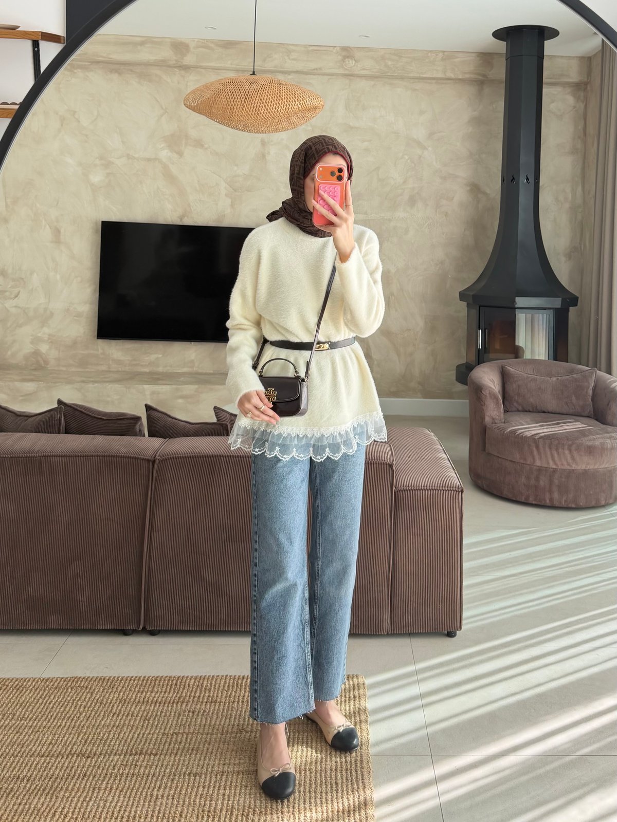 Alya Dantel Detaylı Angora Kazak Ekru (2915)