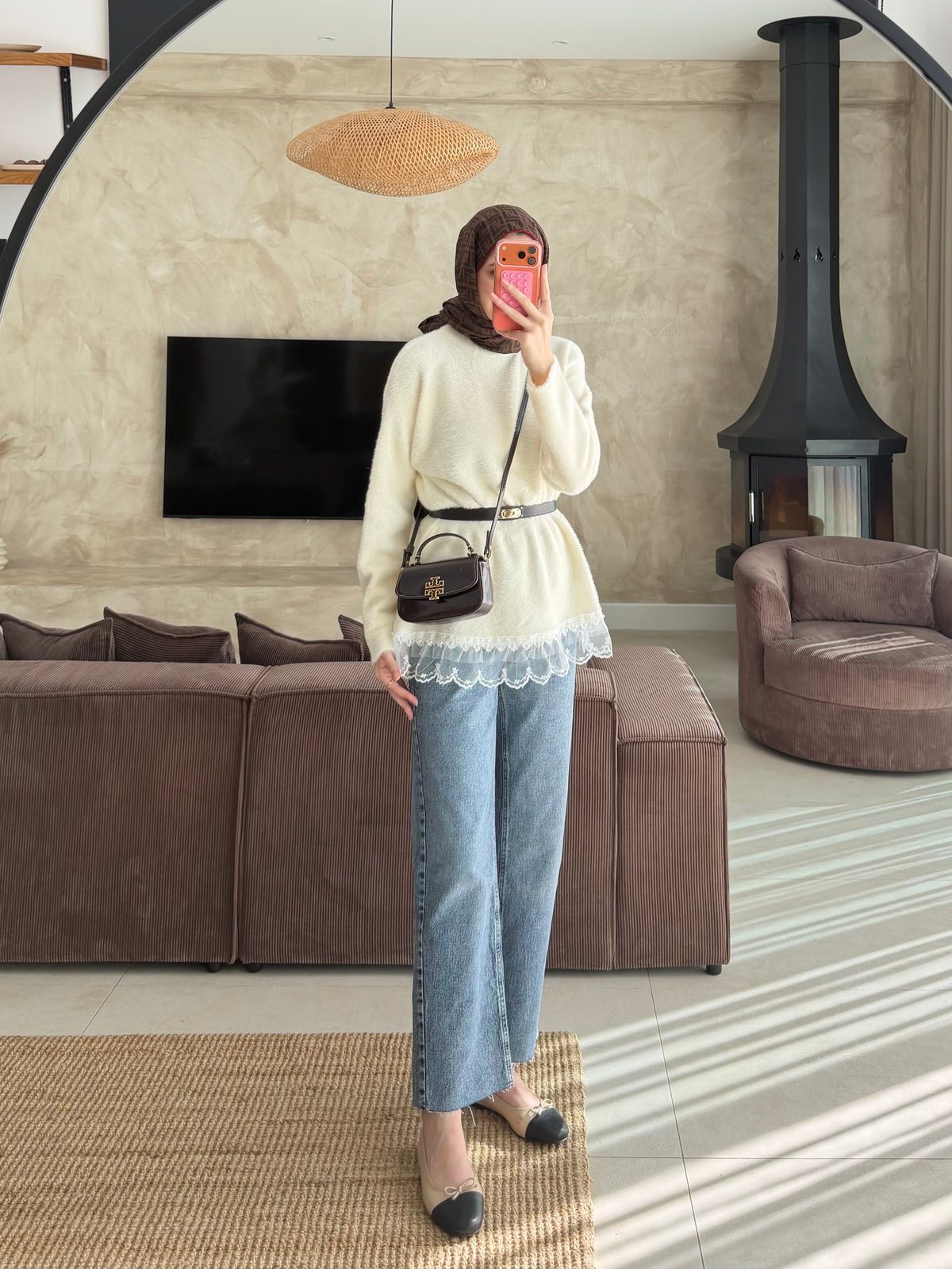 Alya Dantel Detaylı Angora Kazak Ekru (2915)