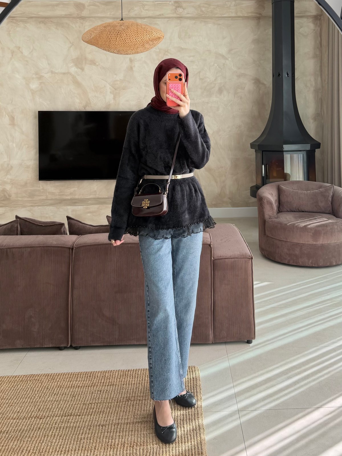 Alya Dantel Detaylı Angora Kazak Siyah (2915)