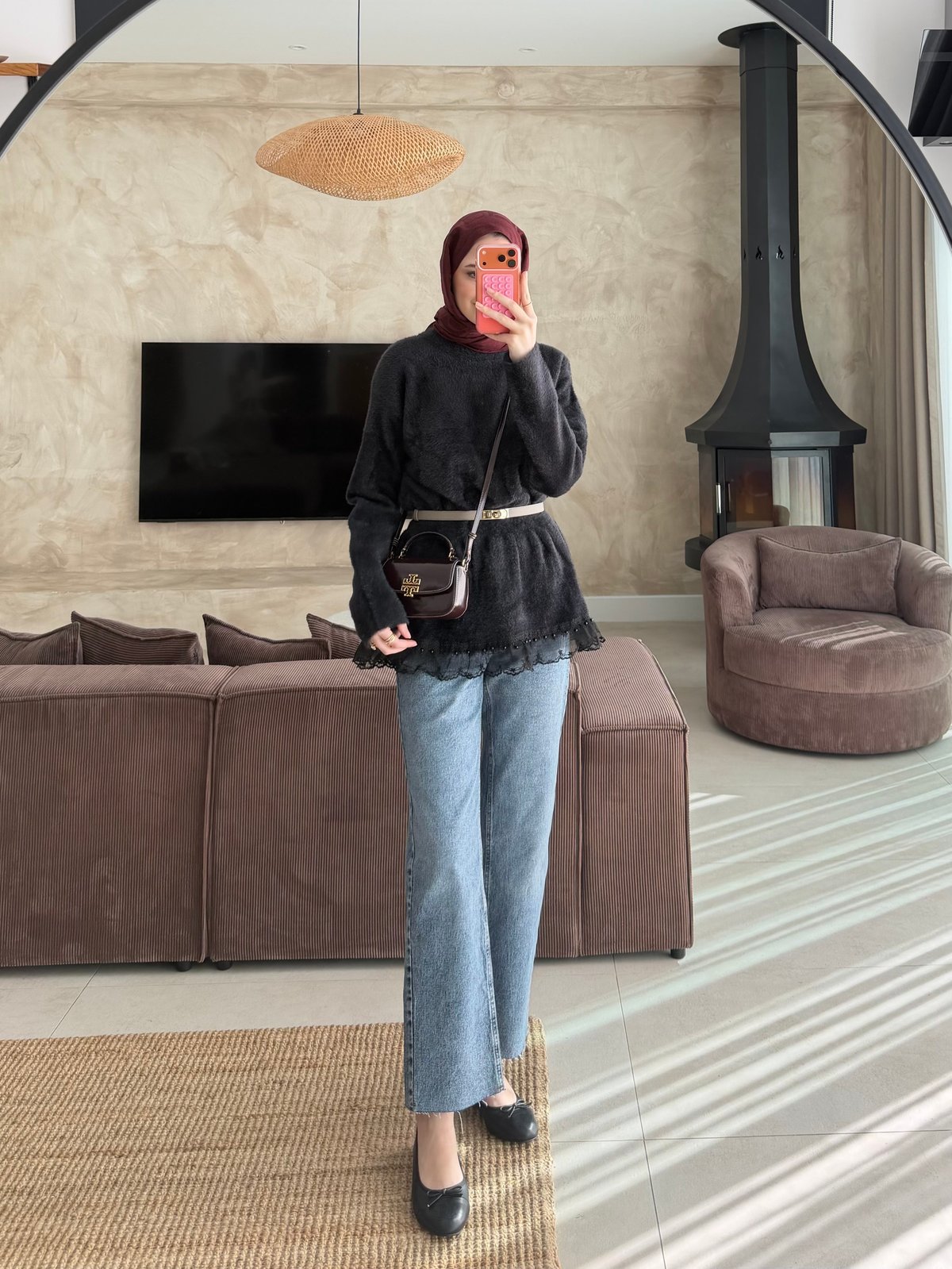 Alya Dantel Detaylı Angora Kazak Siyah (2915)