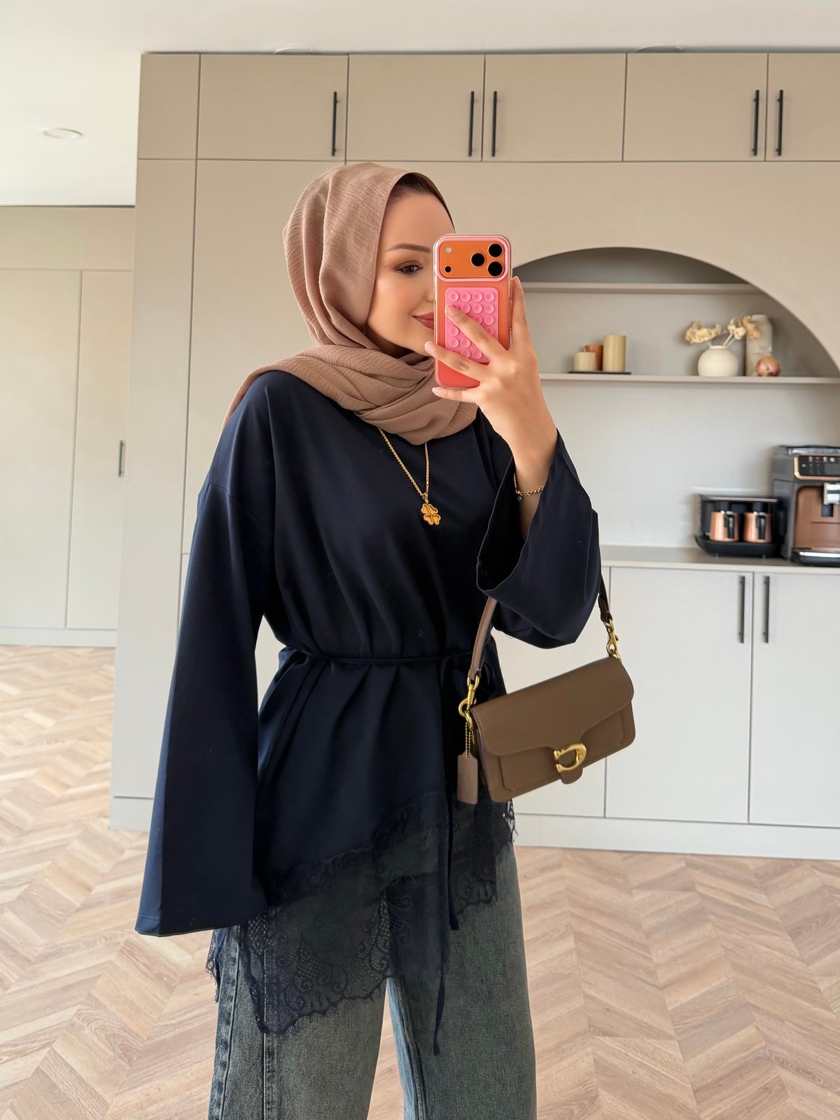 Asimetrik Dantel Detaylı Sweat Lacivert (3491)