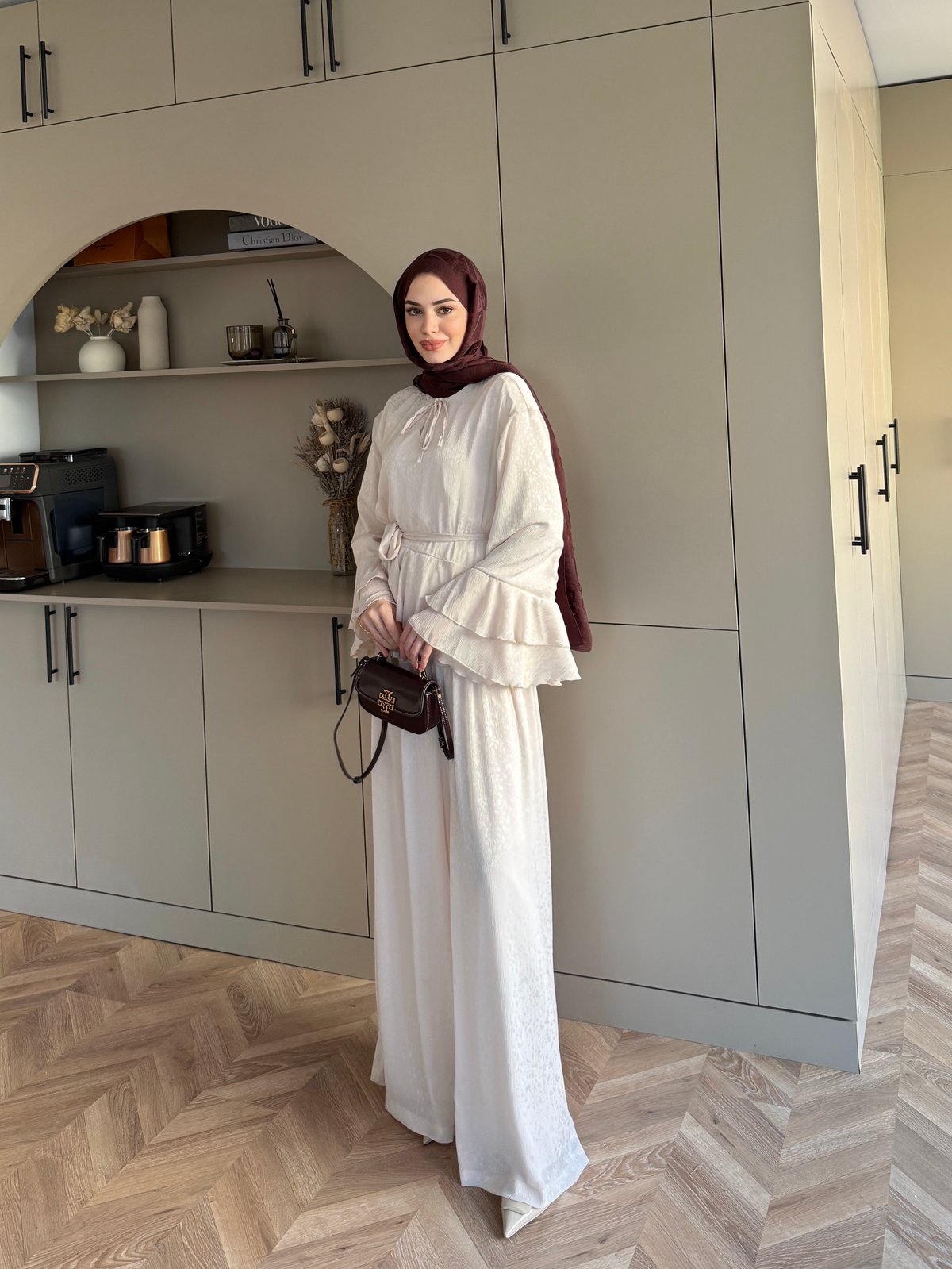 Asmila Yoryo Şifon Kat Kat Pantolonlu Takım Taş (8221)