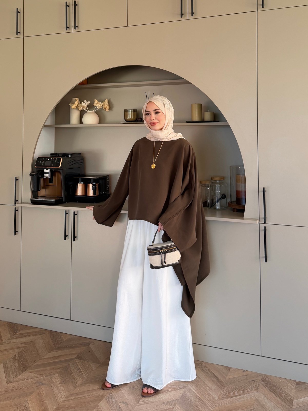 Asya Asimetrik Kesim Bluz Kahve (4509)