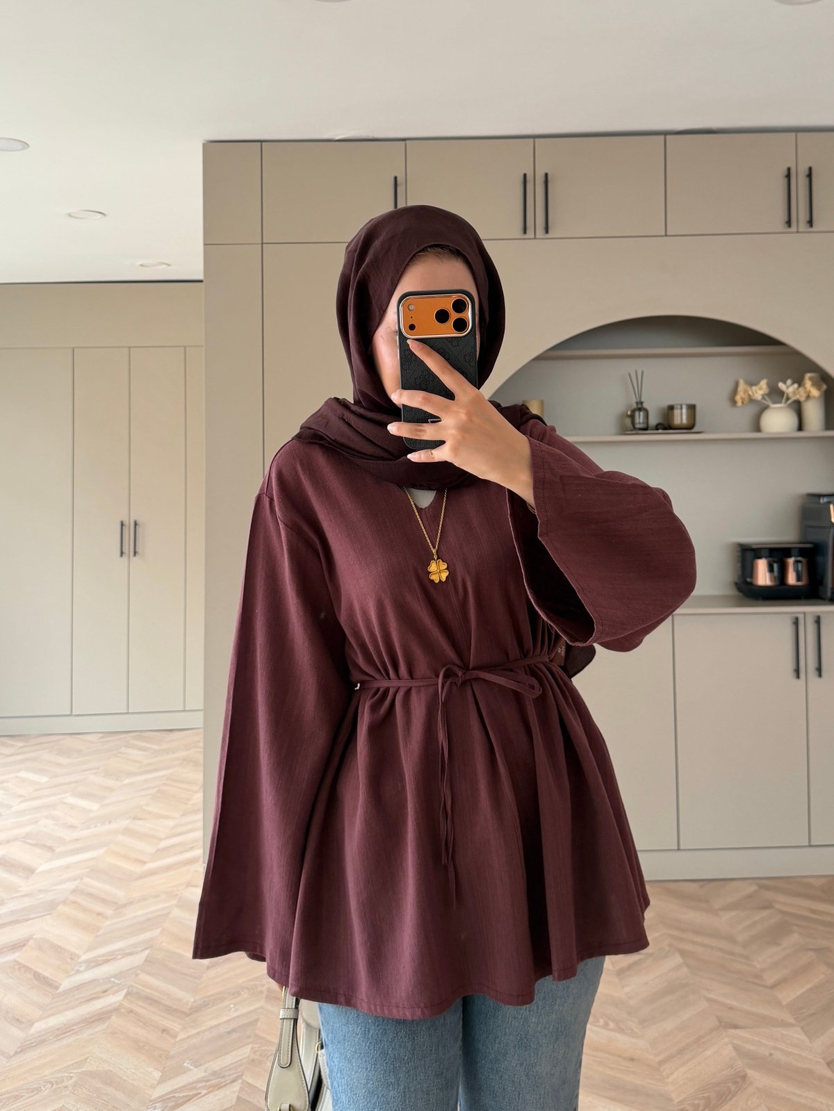 Ava Keten Bluz Bordo (4528)