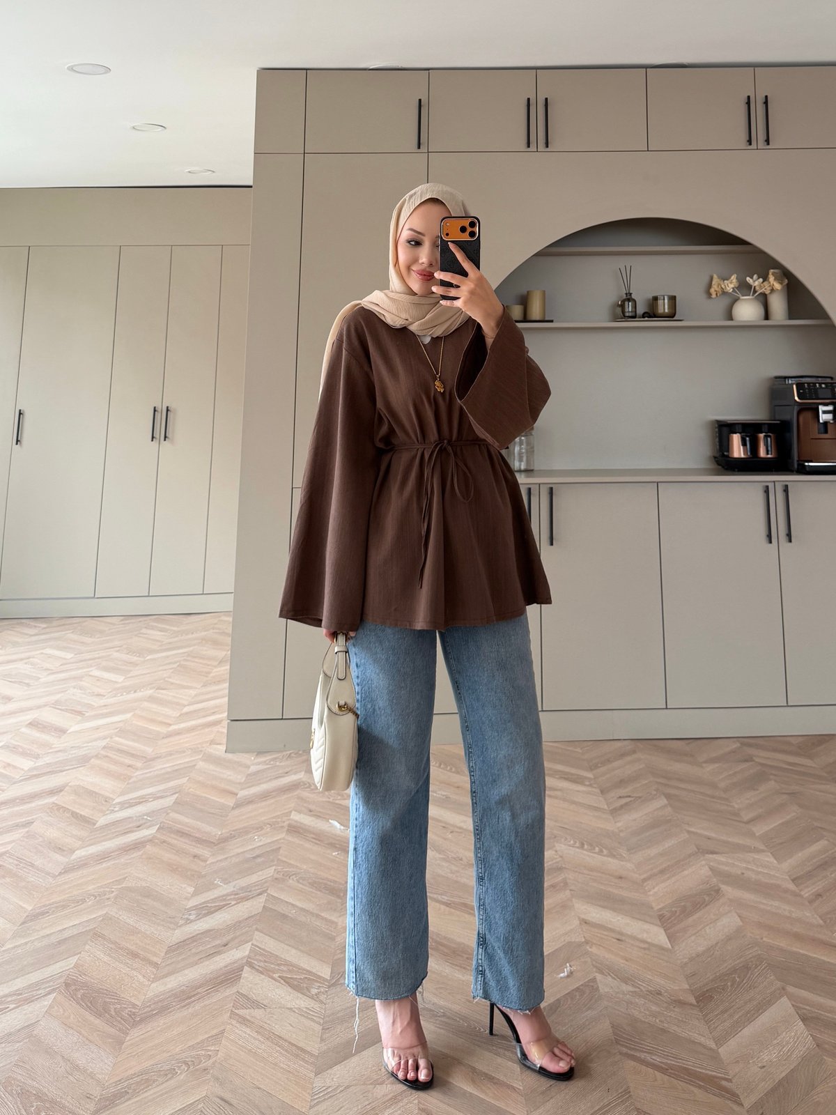 Ava Keten Bluz Kahve (4528)