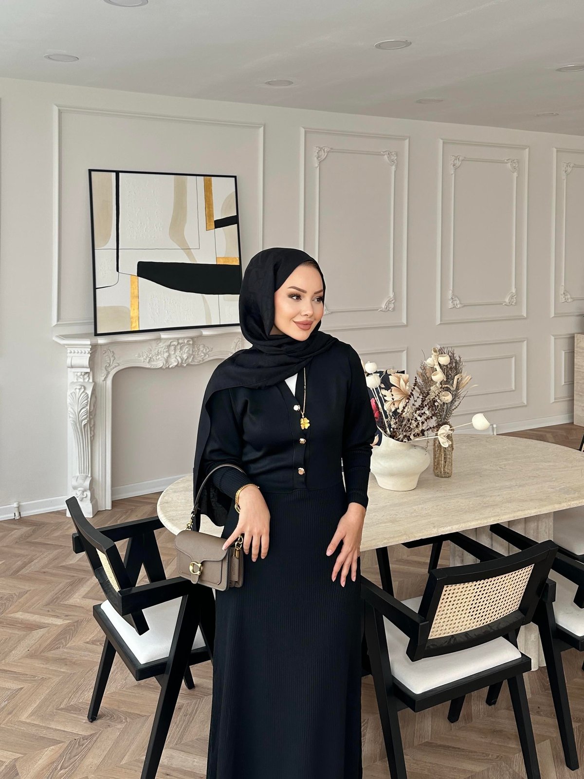 Ayda Triko Elbise Siyah