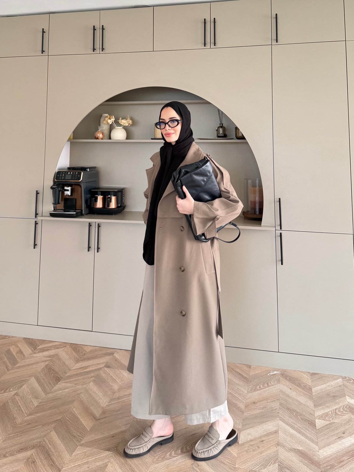 Aymira Düğmeli Uzun Trenç Haki (7589)