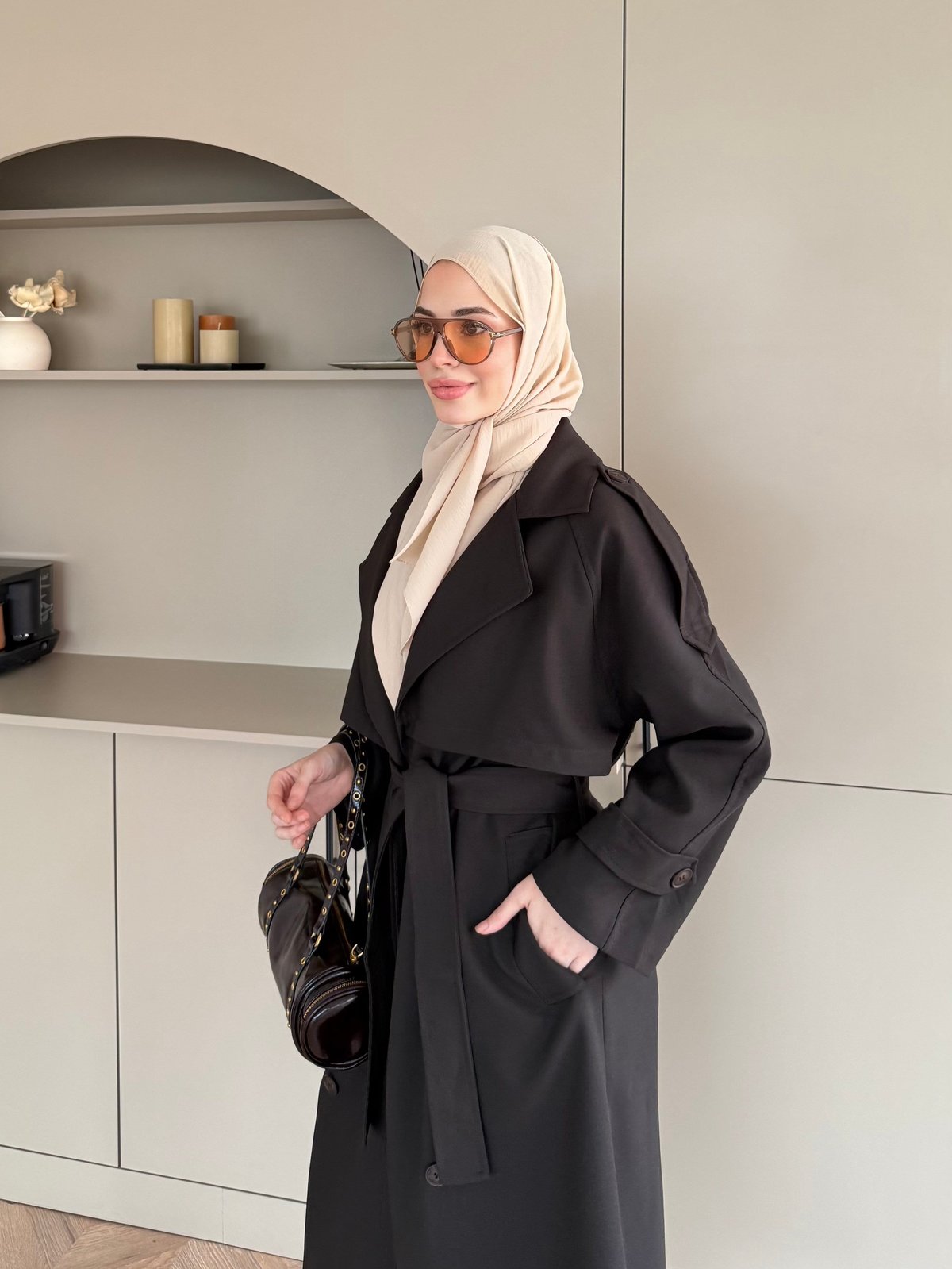 Aymira Düğmeli Uzun Trenç Kahve (7589)