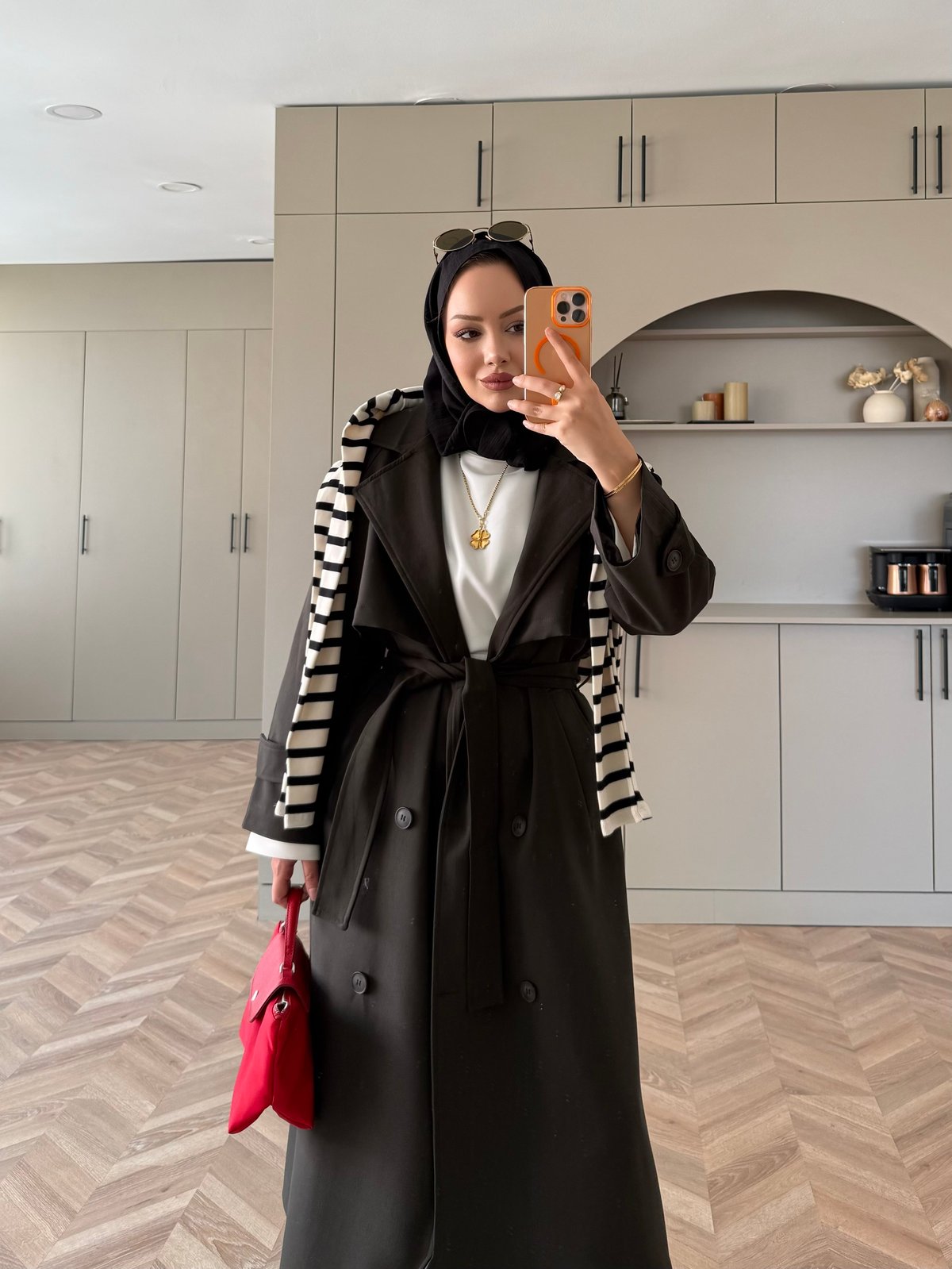 Aymira Düğmeli Uzun Trenç Zümrüt (7589)