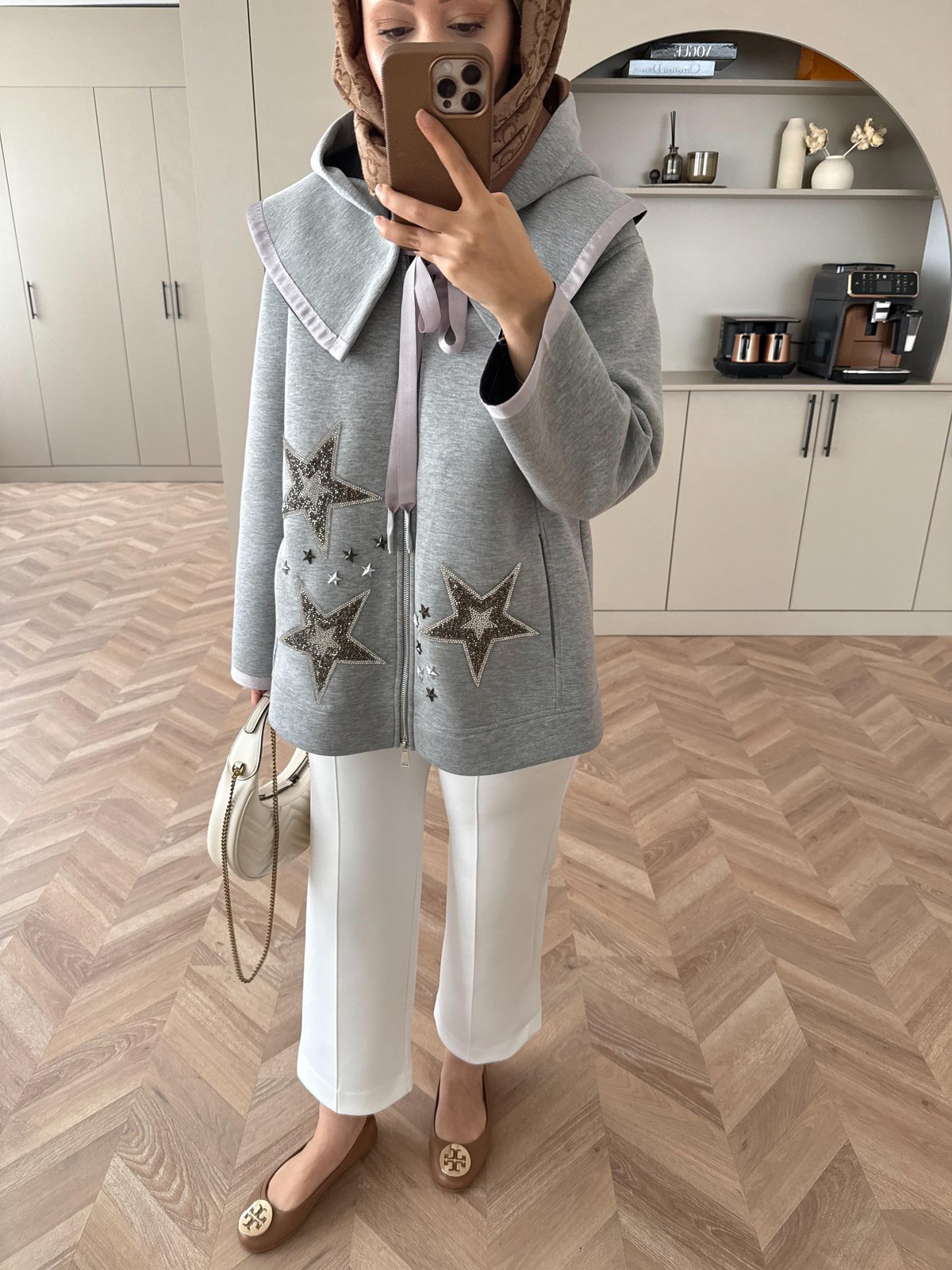 Bebe Yakalı Yıldız Hırka Gri