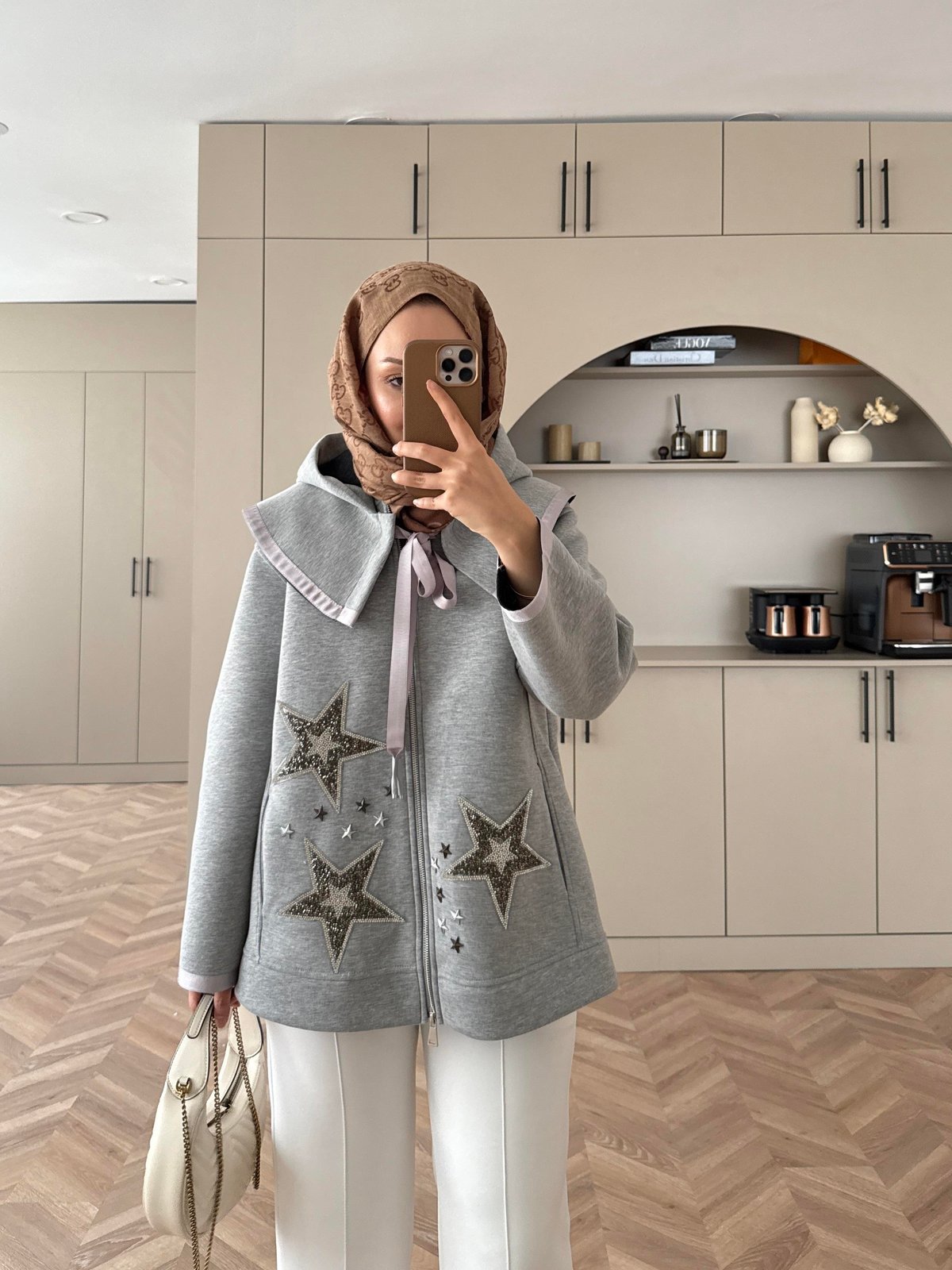 Bebe Yakalı Yıldız Hırka Gri