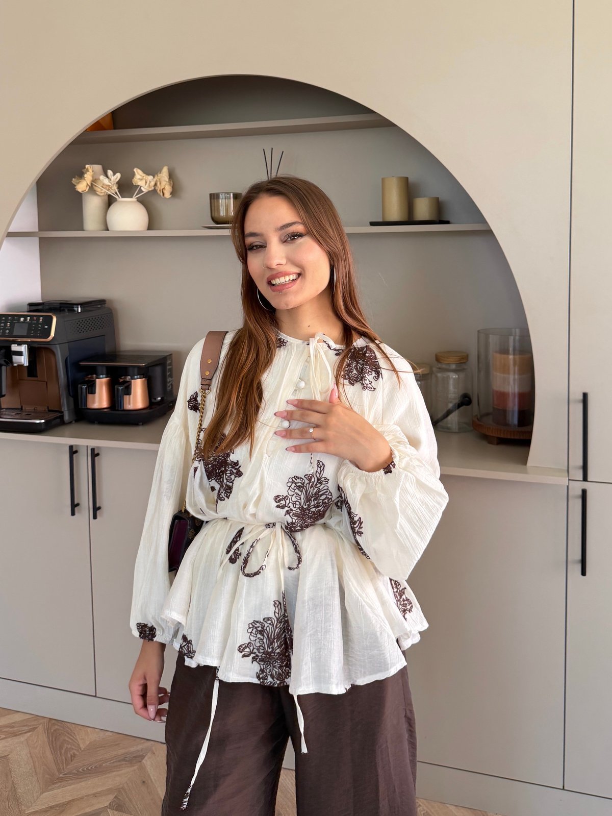 Berra Fırfırlı Pantolonlu Takım Ekru (5811)