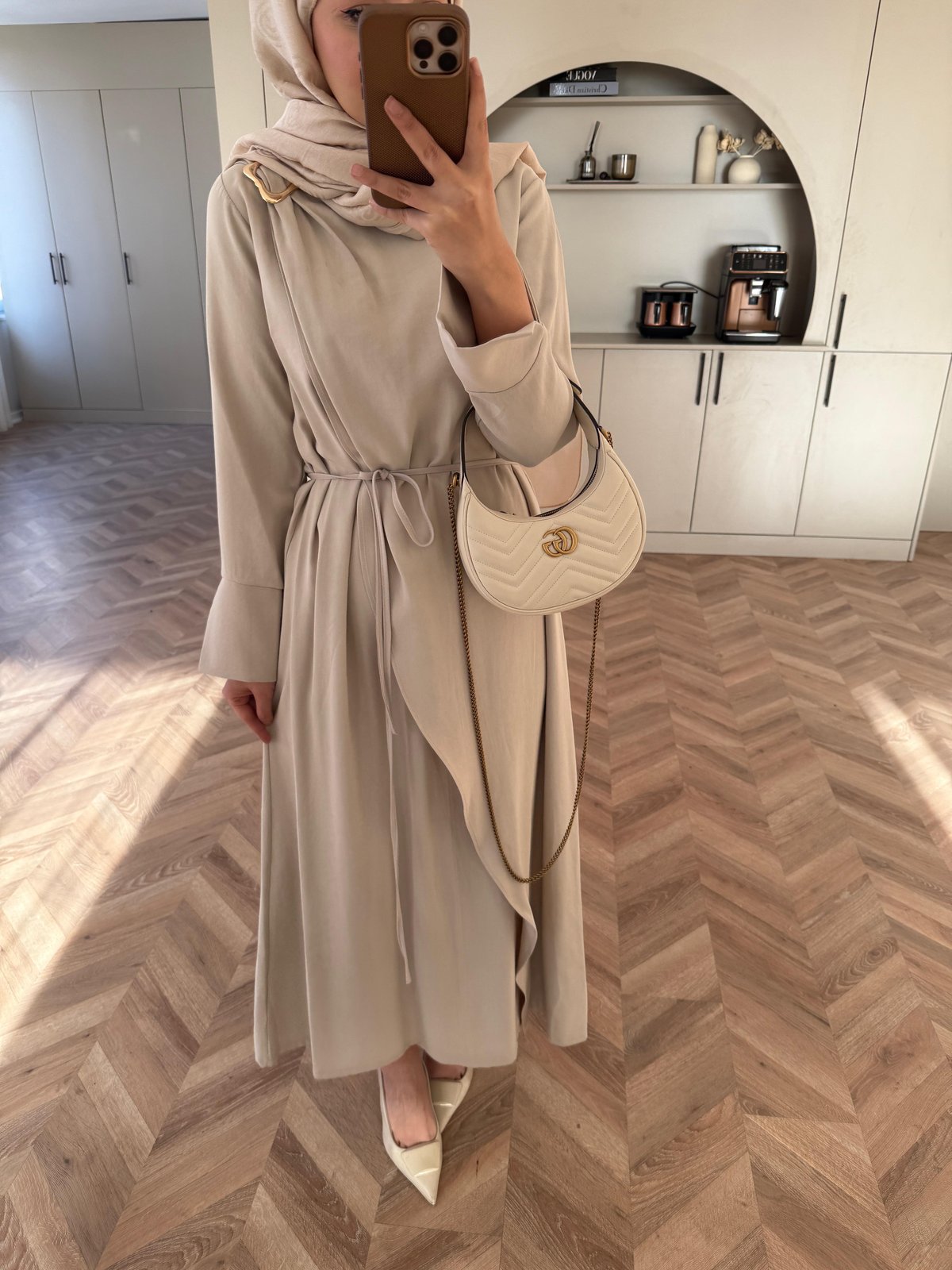Candy Broş Detaylı Elbise Bej (3345)