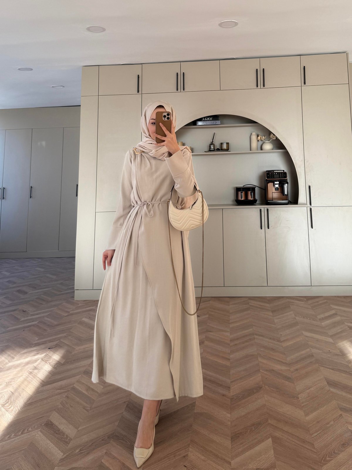 Candy Broş Detaylı Elbise Bej (3345)