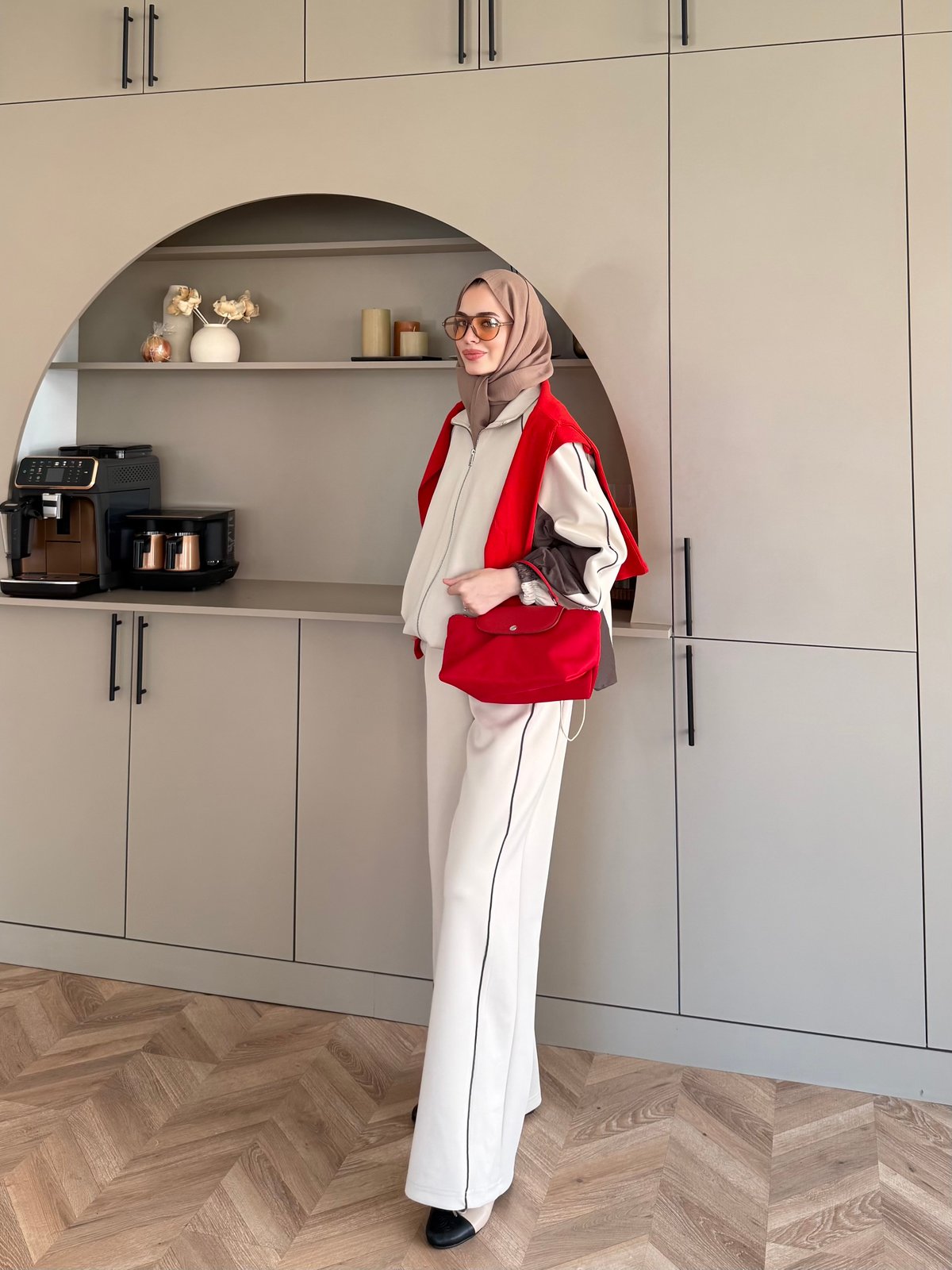 Carlot Fermuarlı Scuba Pantolonlu Takım Bej (4581)