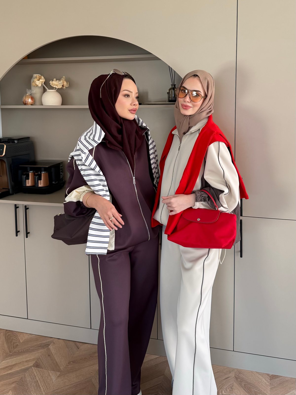 Carlot Fermuarlı Scuba Pantolonlu Takım Bej (4581)