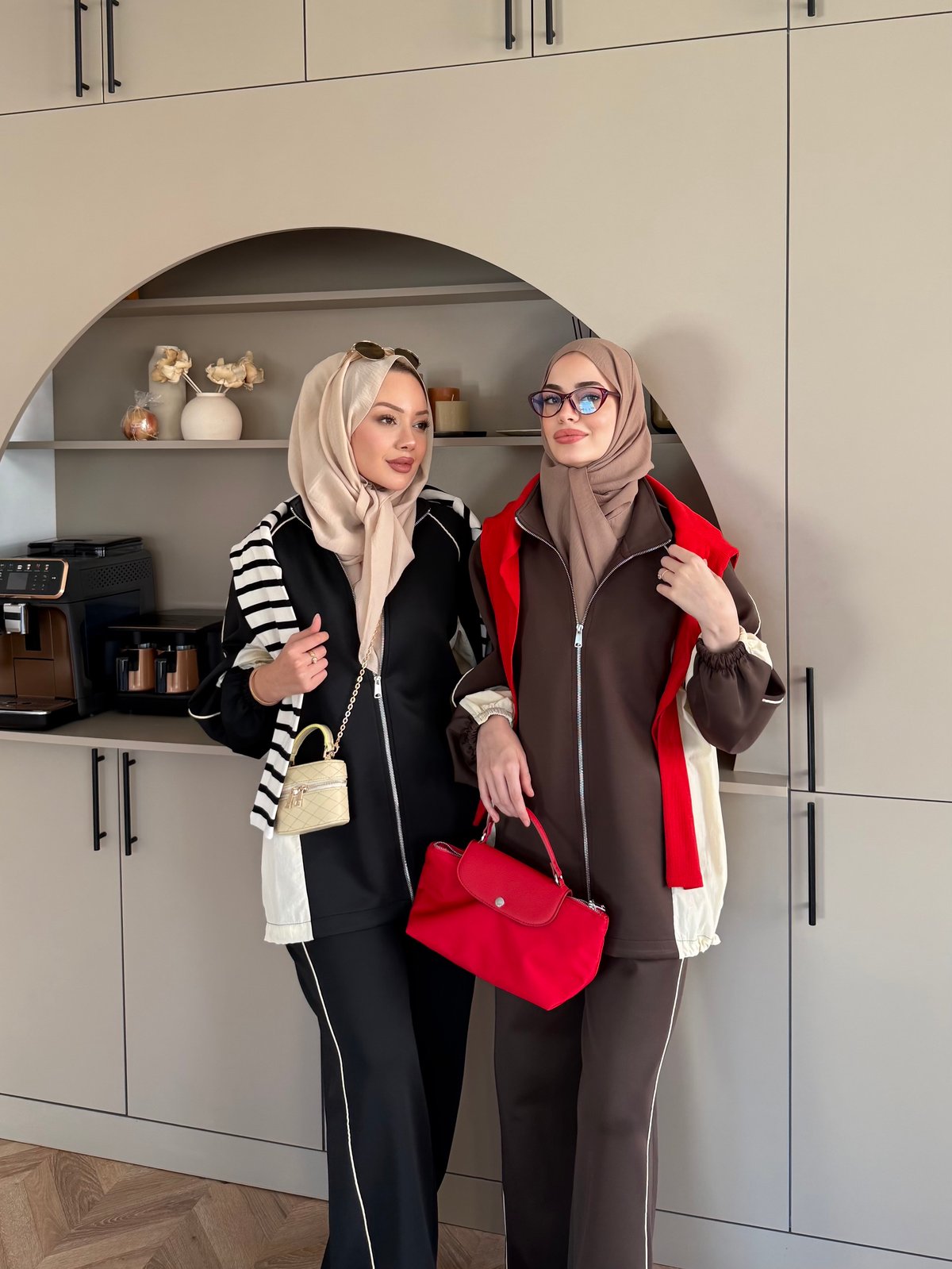 Carlot Fermuarlı Scuba Pantolonlu Takım Kahve (4581)