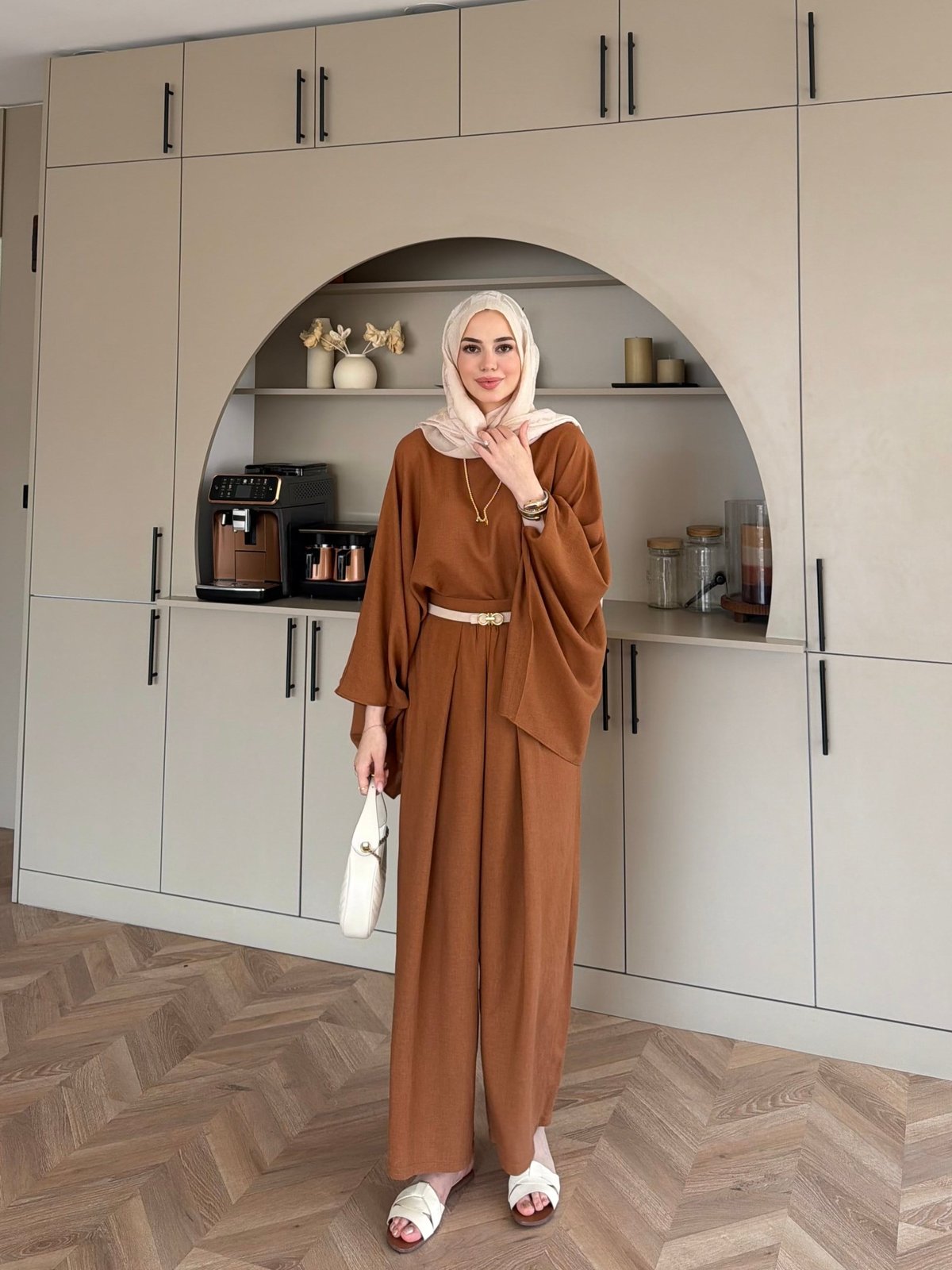 Chaos Asimetrik Pantolonlu Takım Camel (4535)