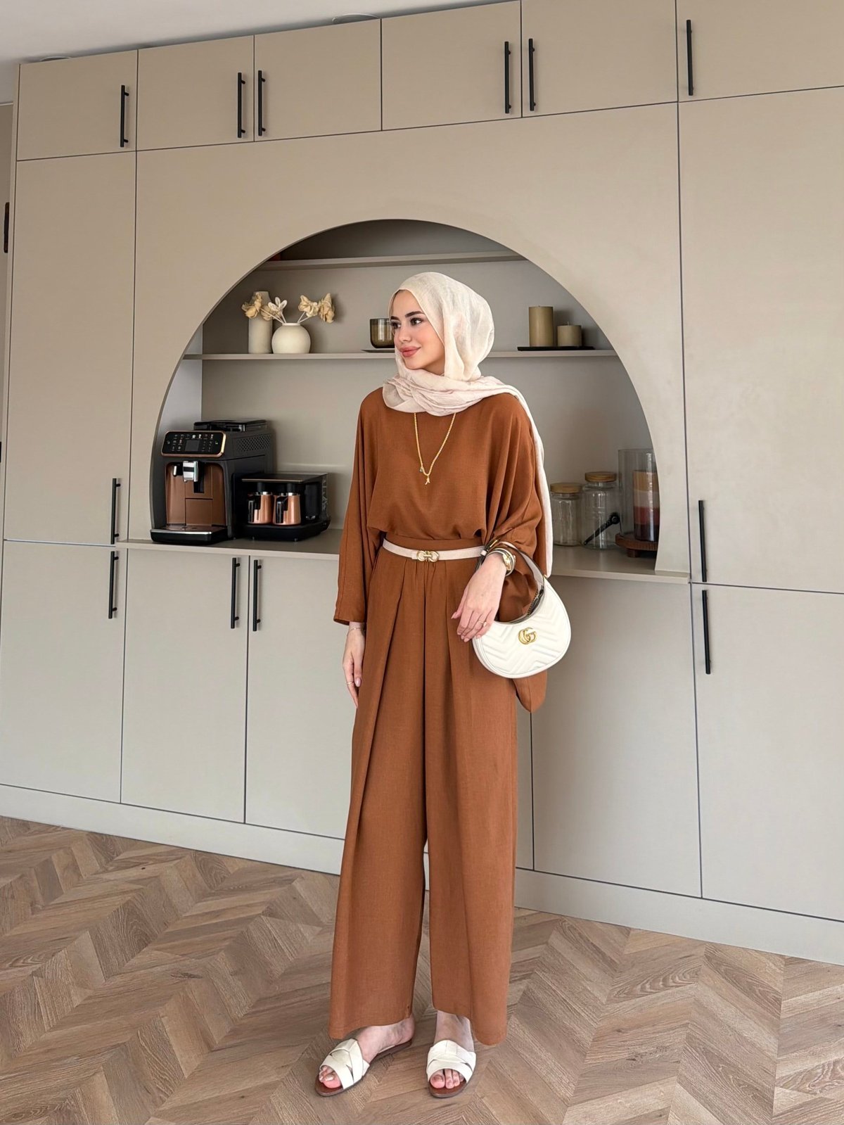 Chaos Asimetrik Pantolonlu Takım Camel (4535)