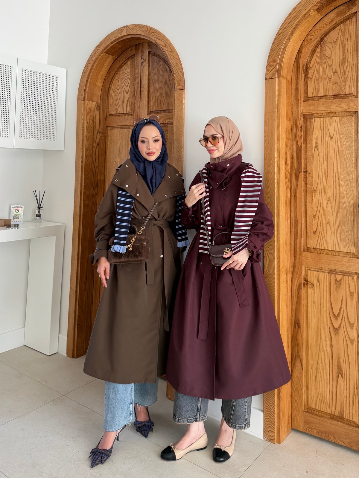 Çıtçıtlı Dik Yaka Trenç Kahve (4595)