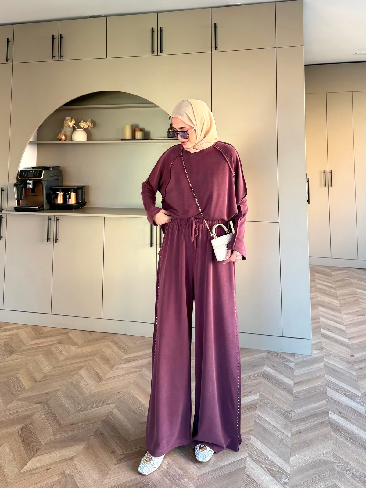 Claris Oysh Pantolonlu Takım Bordo (4549)