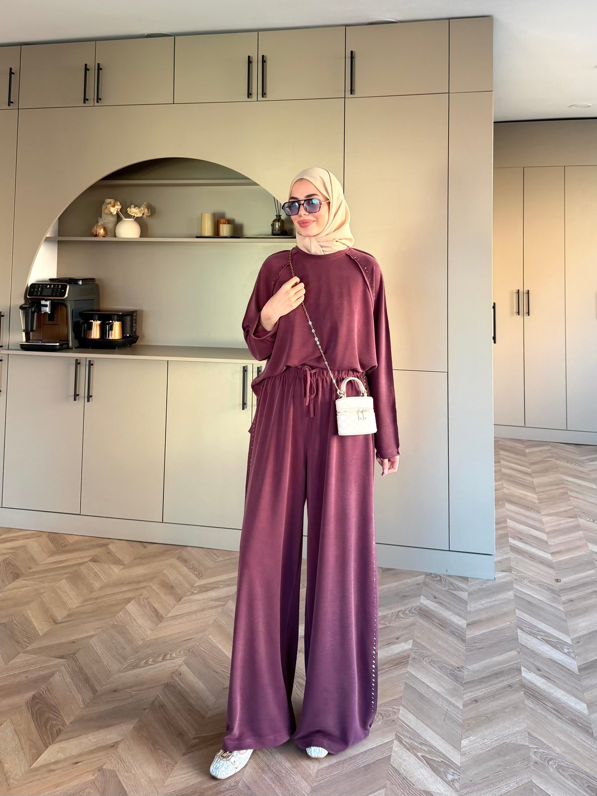 Claris Oysh Pantolonlu Takım Bordo (4549)