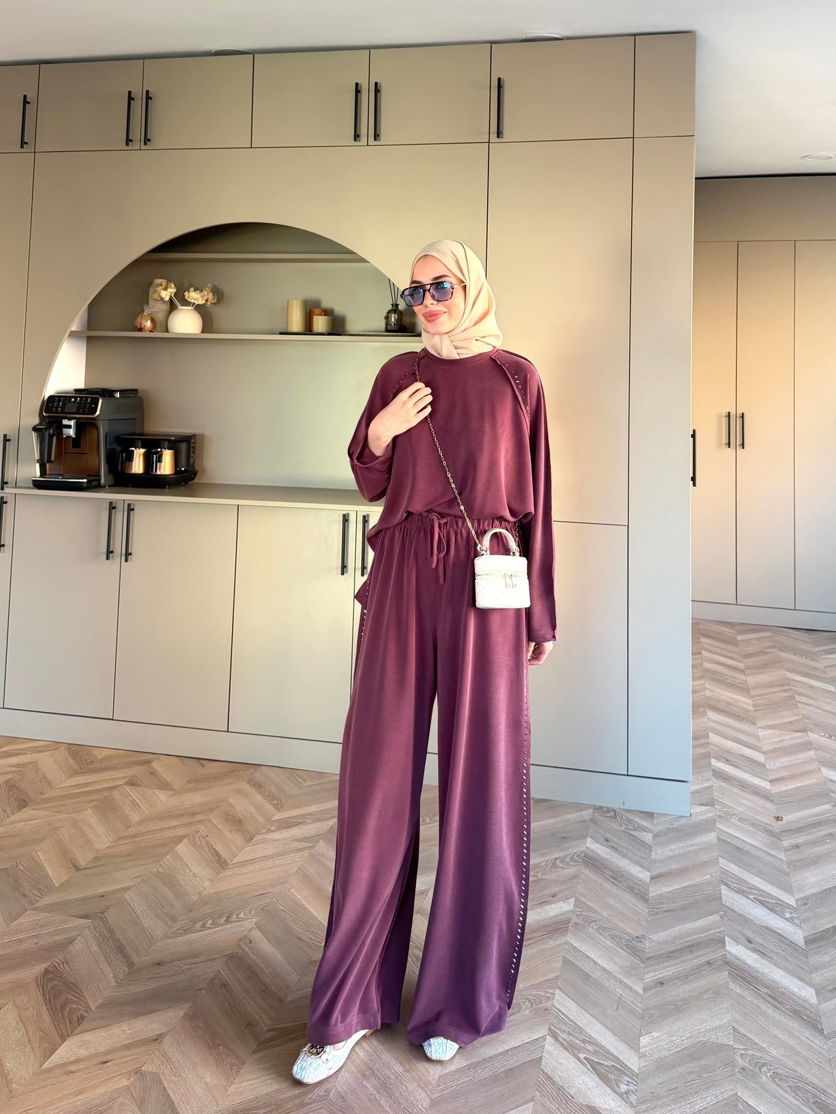 Claris Oysh Pantolonlu Takım Bordo (4549)