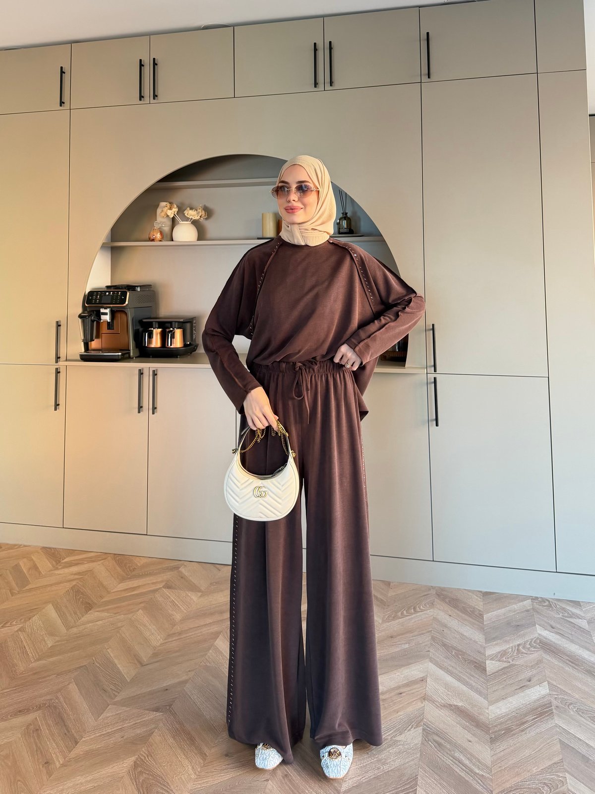 Claris Oysh Pantolonlu Takım Kahve (4549)