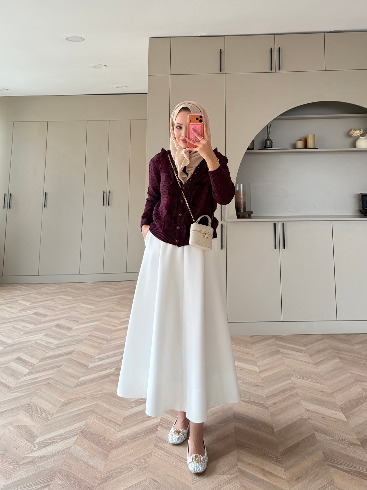 Clio Boncuk Detaylı Fırfırlı Hırka Mürdüm (1199)
