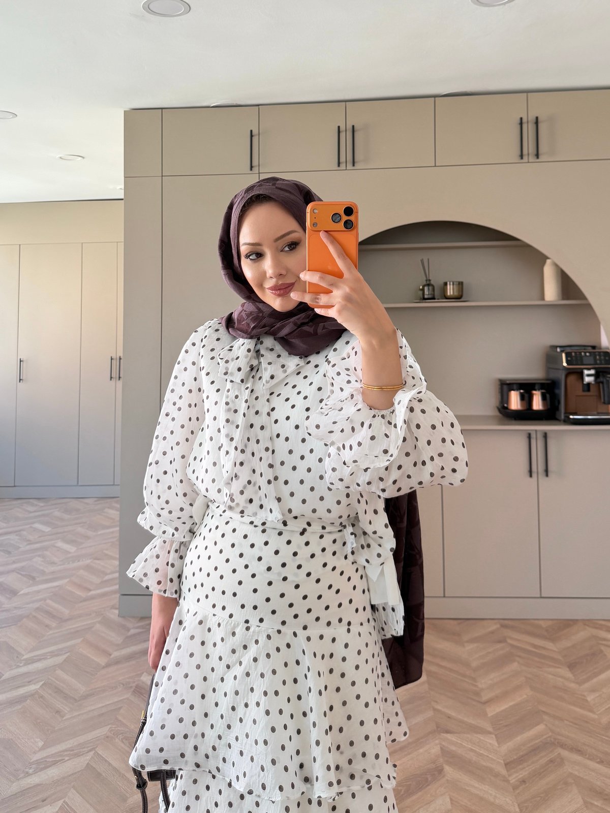 Code Kat Kat Puantiyeli Elbise Beyaz (2024) 