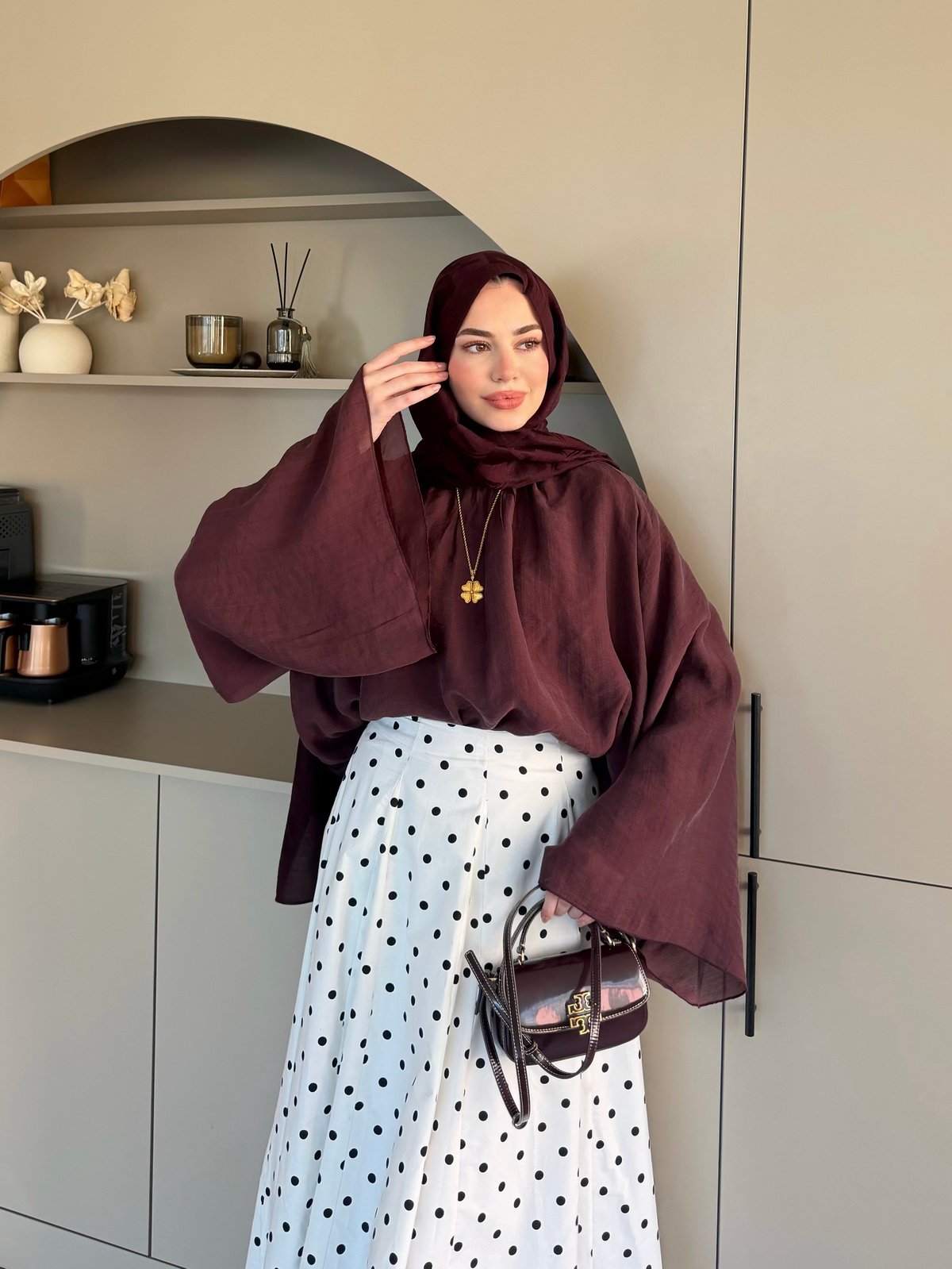Creamy Yarasa Kollu Bluz Bordo (3026)