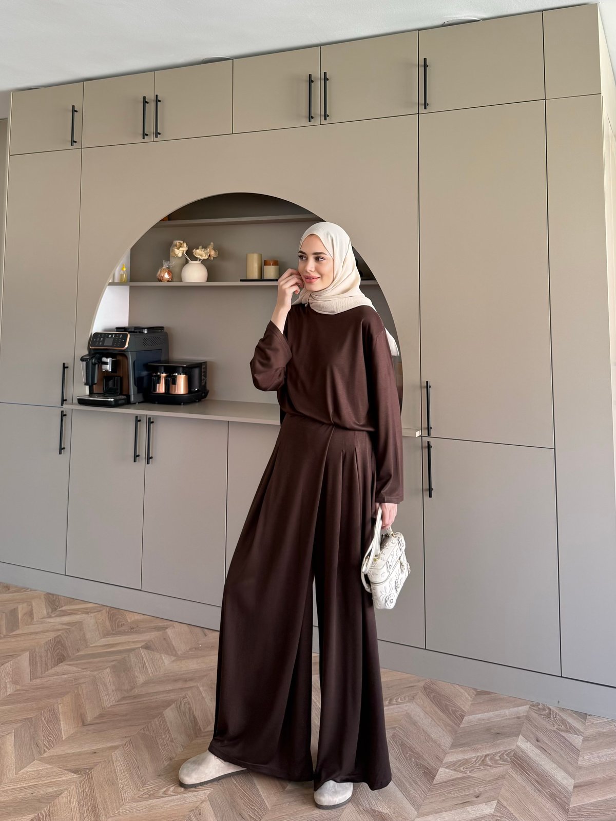Delta Oysh Pantolonlu Takım Kahve (4552)