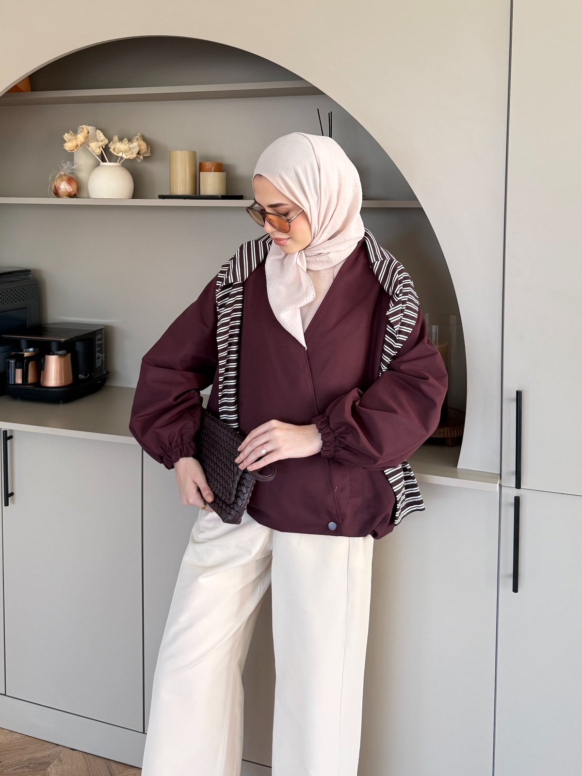 Derev Düğmeli Bomber Ceket Bordo (4557)