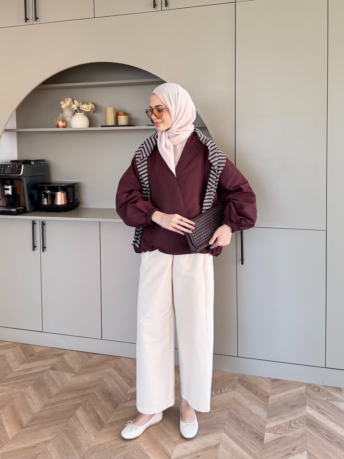 Derev Düğmeli Bomber Ceket Bordo (4557)