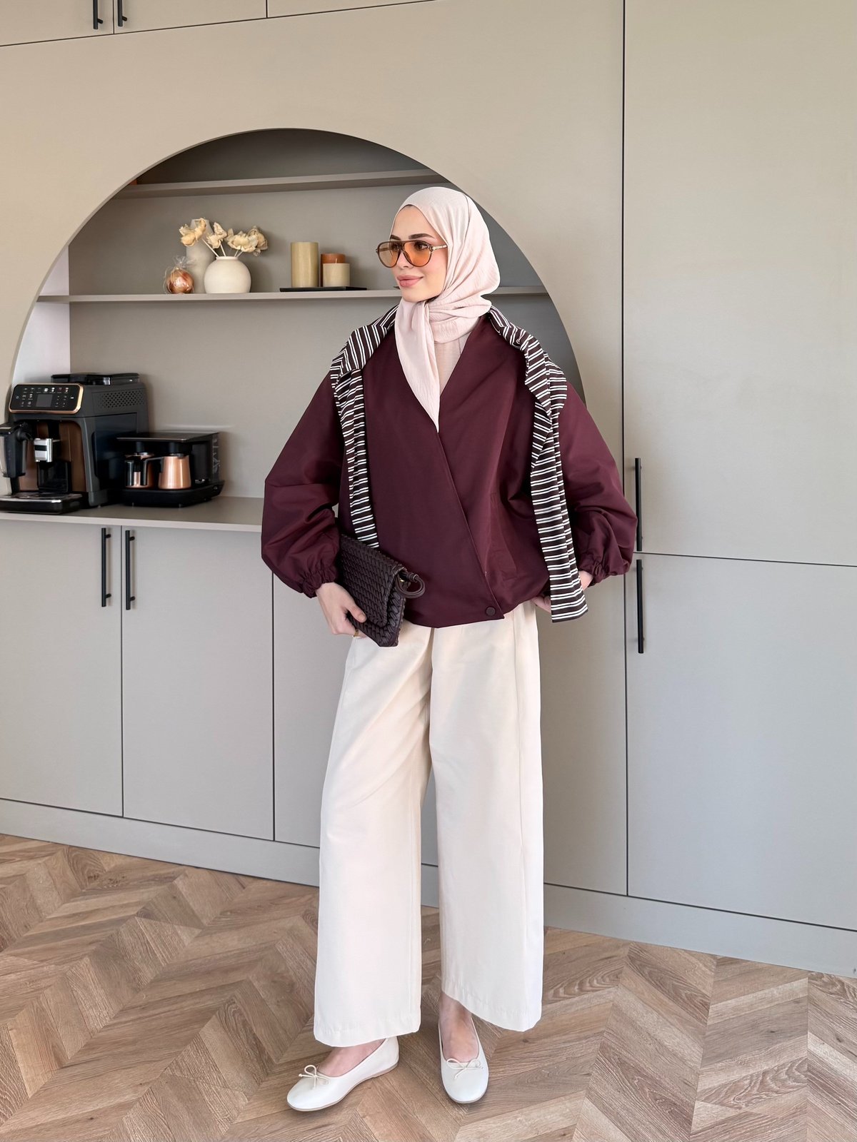 Derev Düğmeli Bomber Ceket Bordo (4557)