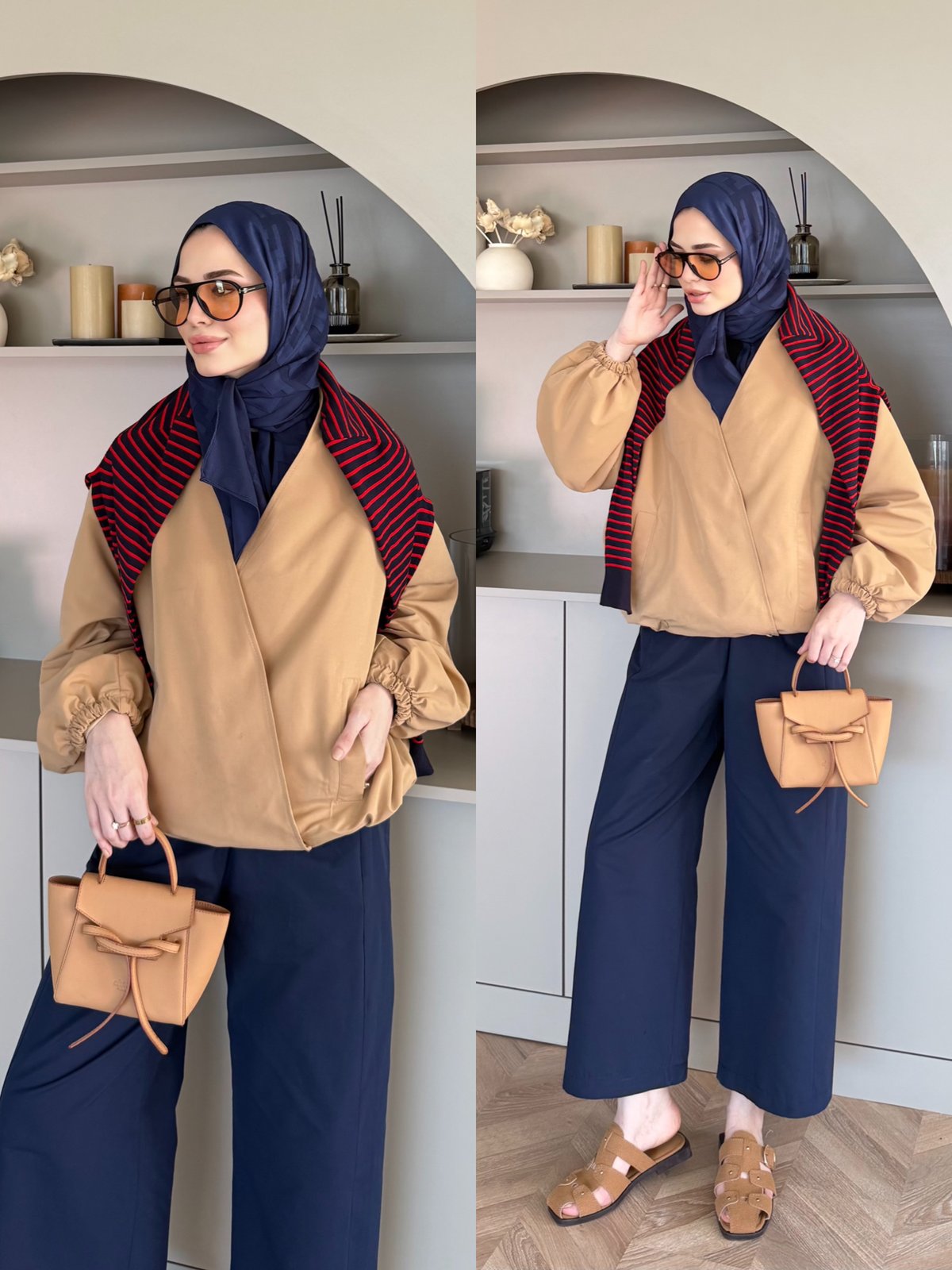 Derev Düğmeli Bomber Ceket Camel (4557)