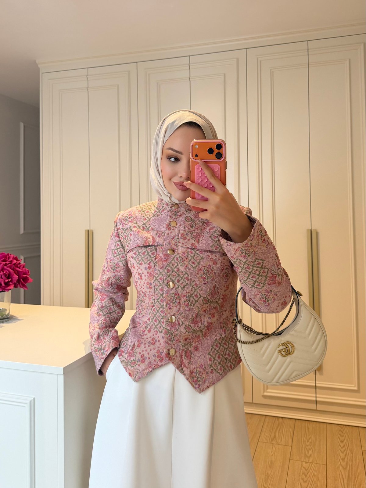 Desa Desenli Kısa Ceket Pembe (4608)