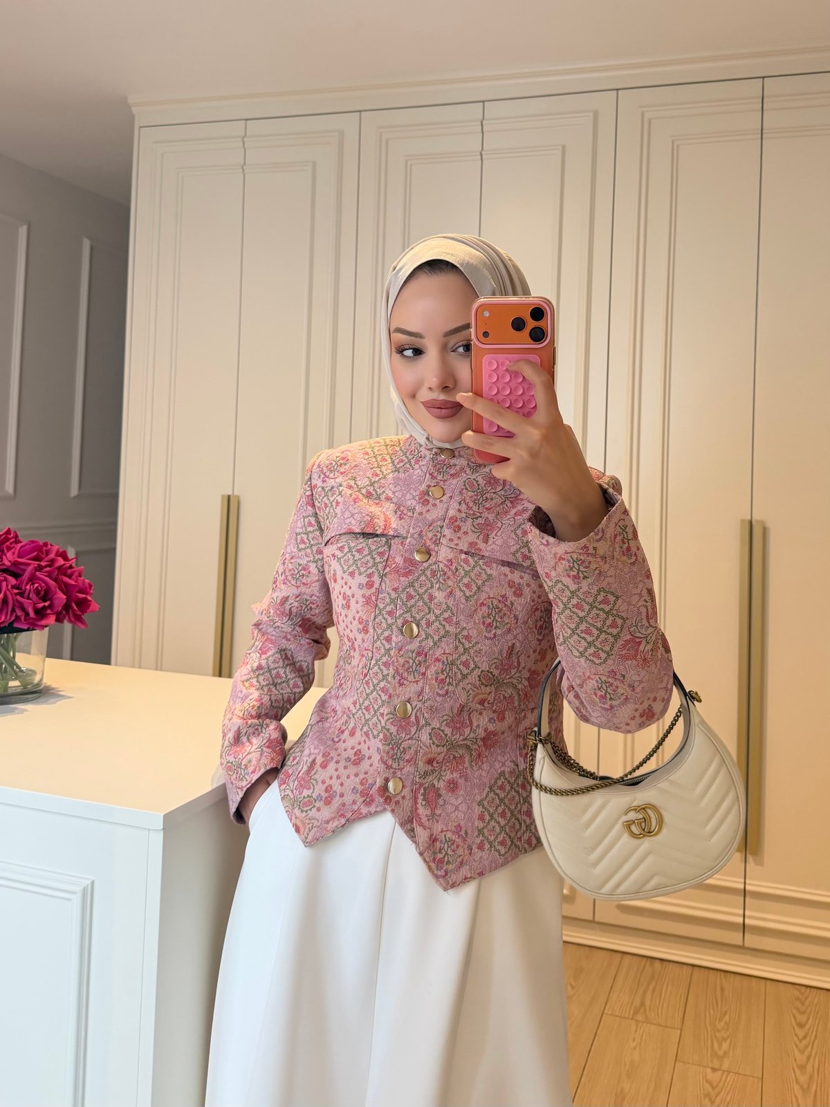 Desa Desenli Kısa Ceket Pembe (4608)