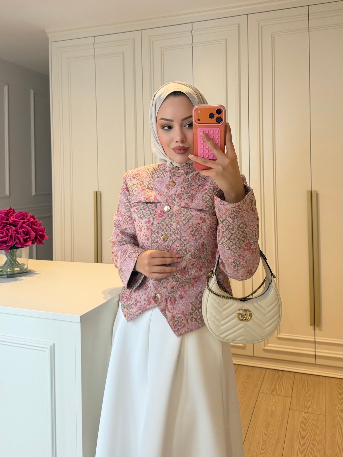 Desa Desenli Kısa Ceket Pembe (4608)