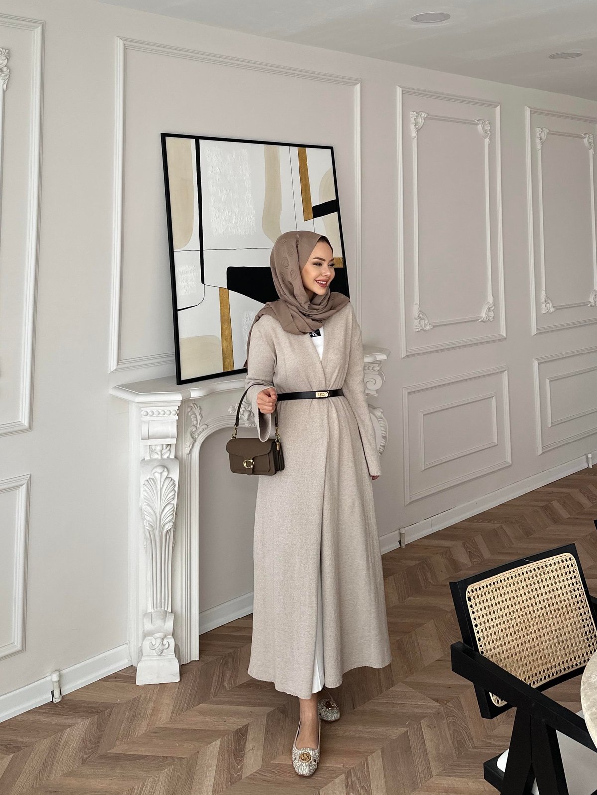 Dilay Triko Uzun Hırka Bej