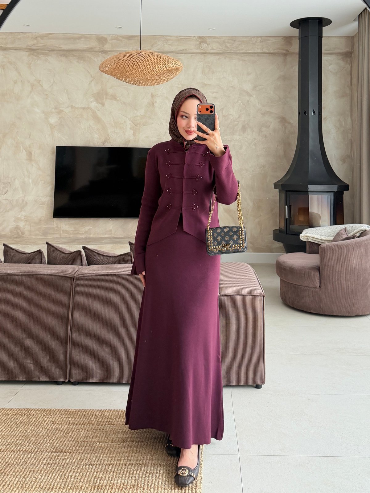 Dora Çıtçıt Detaylı Etekli Takım Mürdüm (503)